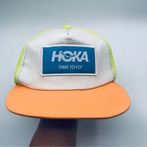 HOKA Time To Fly Running Hat Neon Yellow Orange Performance Cap Reflective
